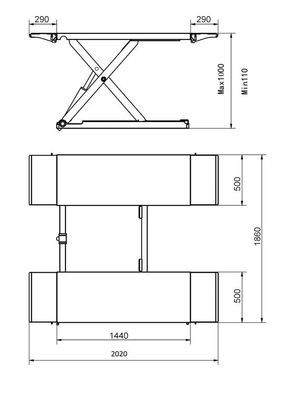 Scherenhebebühne "Miami Plus Basic" - 3500 kg Hubkraft, 230V, fahrbar