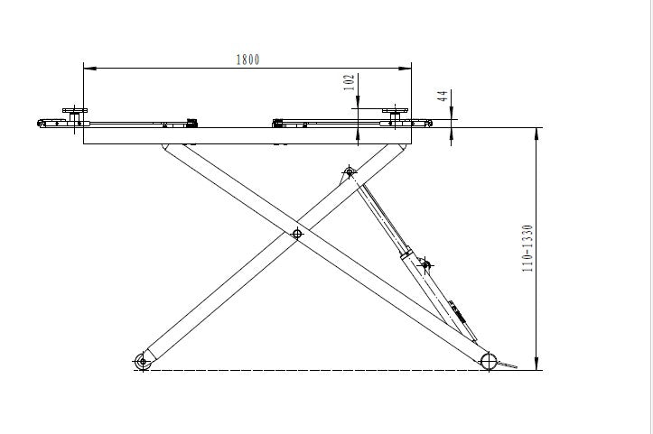 Scherenhebebühne "St. Louis" - 2700 kg Hubkraft, 1400 mm Hubhöhe, 230V