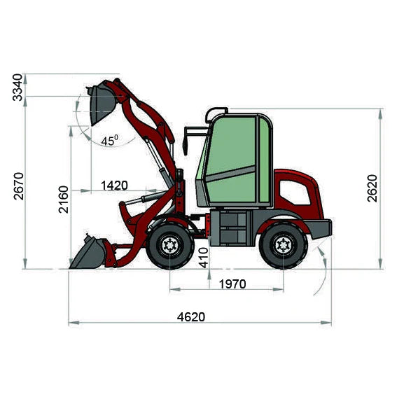 Radlader "809", Hoflader, Kompaktlader mit Vollkabine und 800 kg Hubkraft