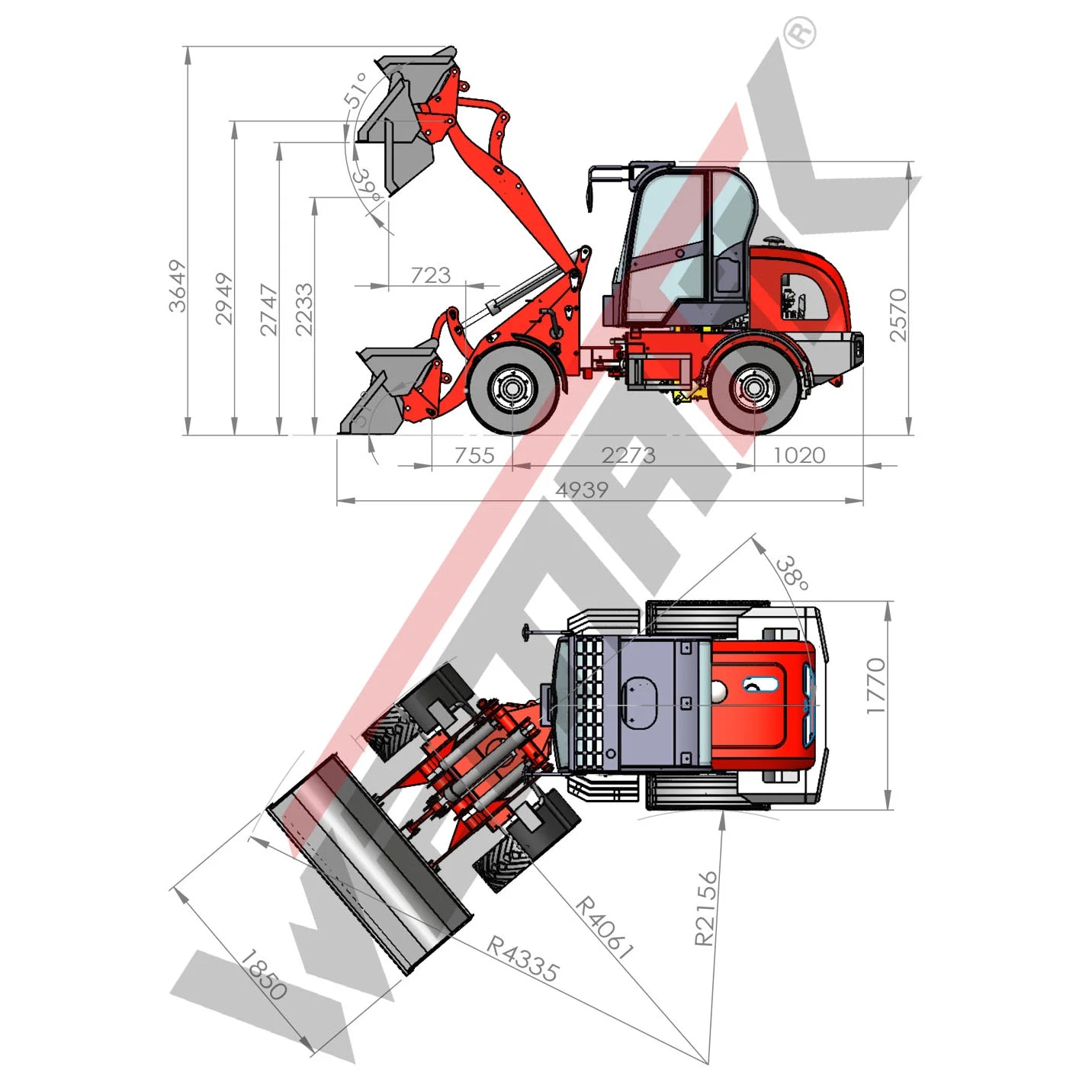 Radlader "816 Plus", Hoflader mit Vollkabine und 1600 kg Hubkraft