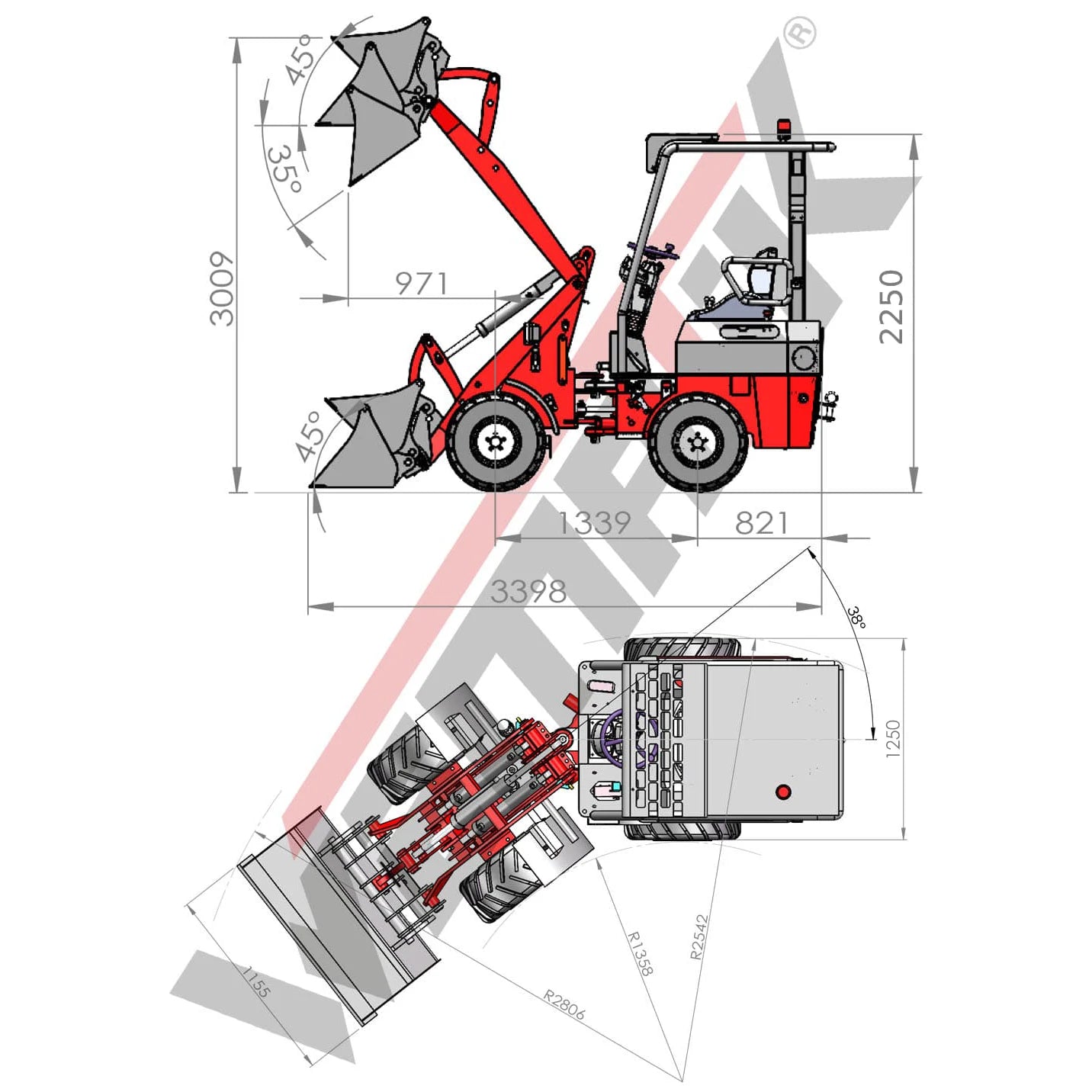 Elektrischer Hoflader 807E, Elektro Radlader, Hoflader