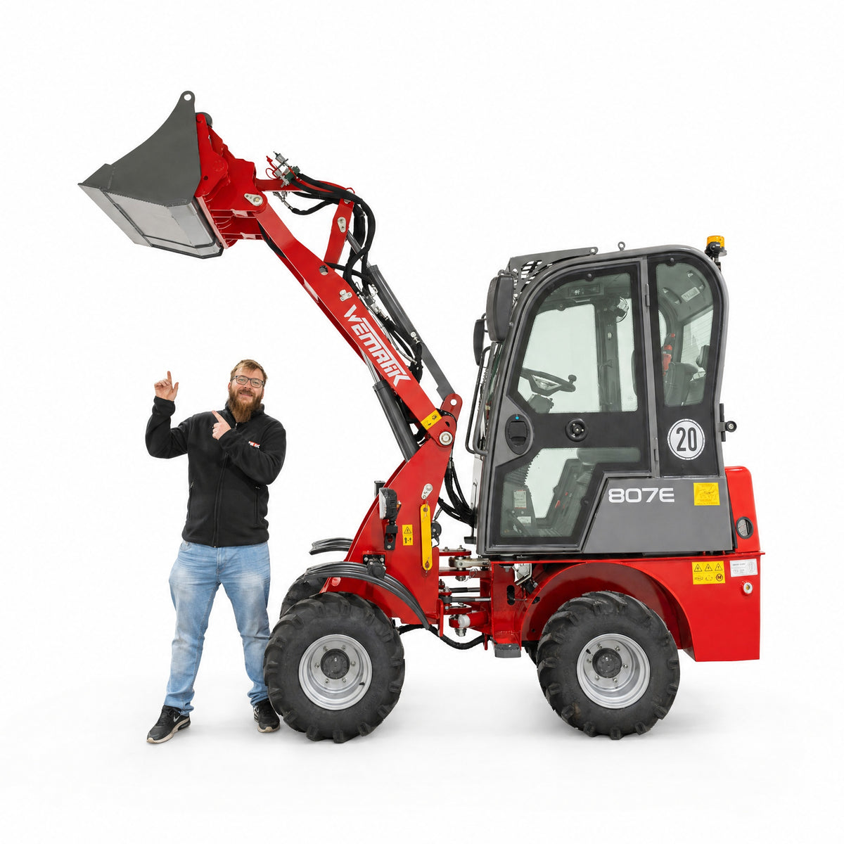 Elektroradlader 807E - geschlossene Kabine, 800 kg Hubkraft, Euro-Aufnahme