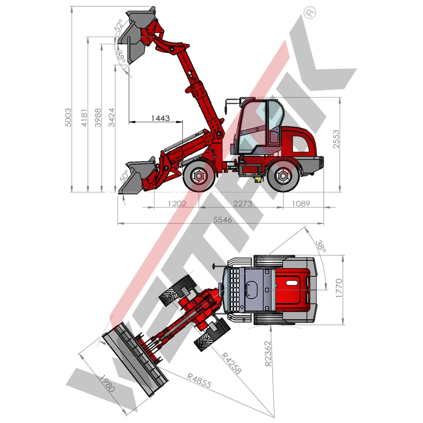 Teleskopradlader "816T Plus" Hoflader, 1600 kg Hubkraft, 65 PS Motorleistung
