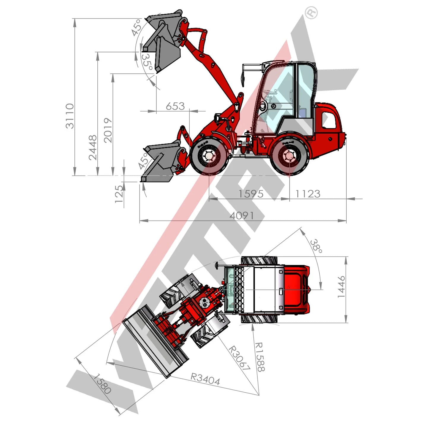Radlader "810 Plus", Hoflader mit Vollkabine und 1000 kg Hubkraft