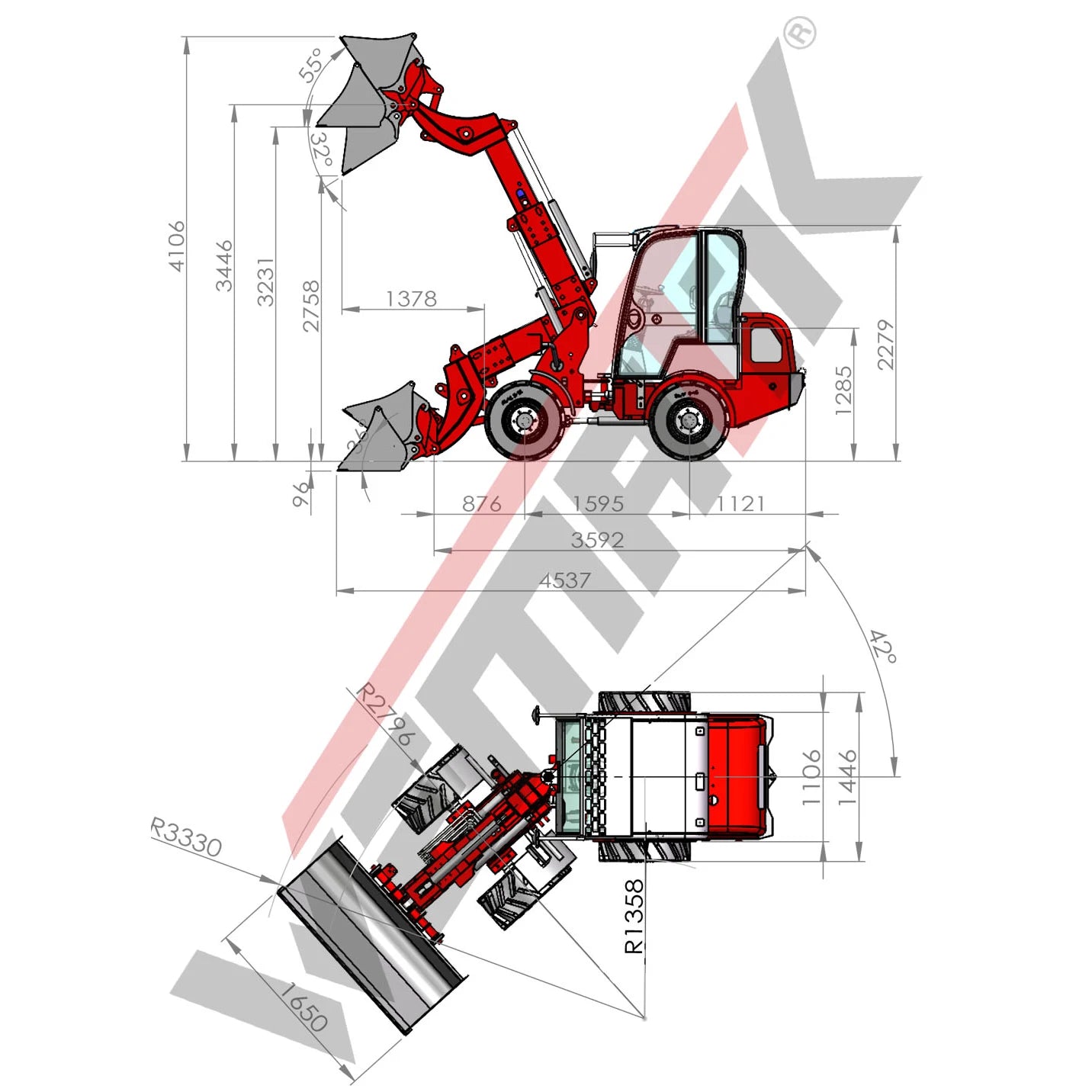 Teleskopradlader "810T Plus" Hoflader, 900 kg Hubkraft, Euro-Aufnahme