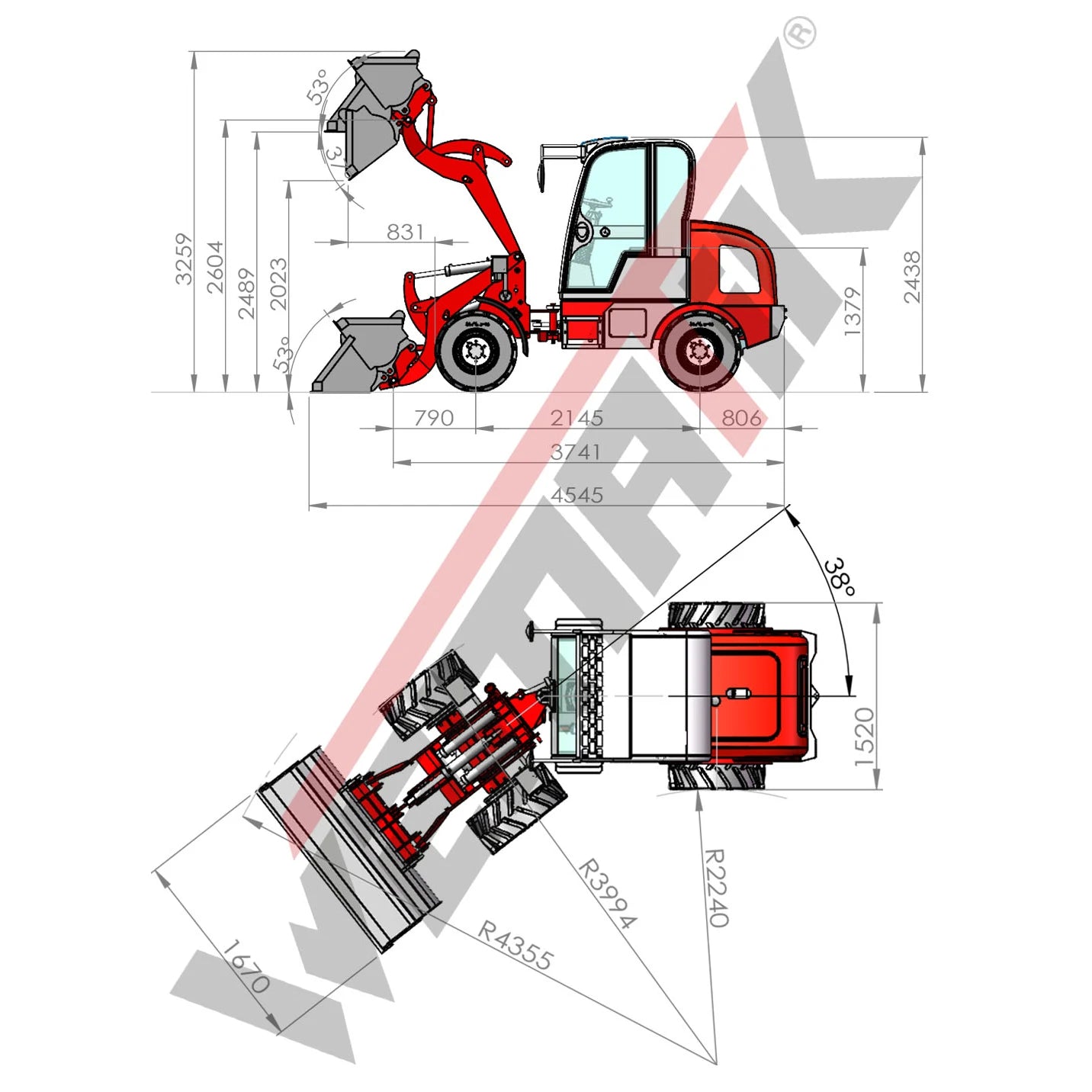 Radlader "811 Plus", Hoflader mit Vollkabine und 1000 kg Hubkraft