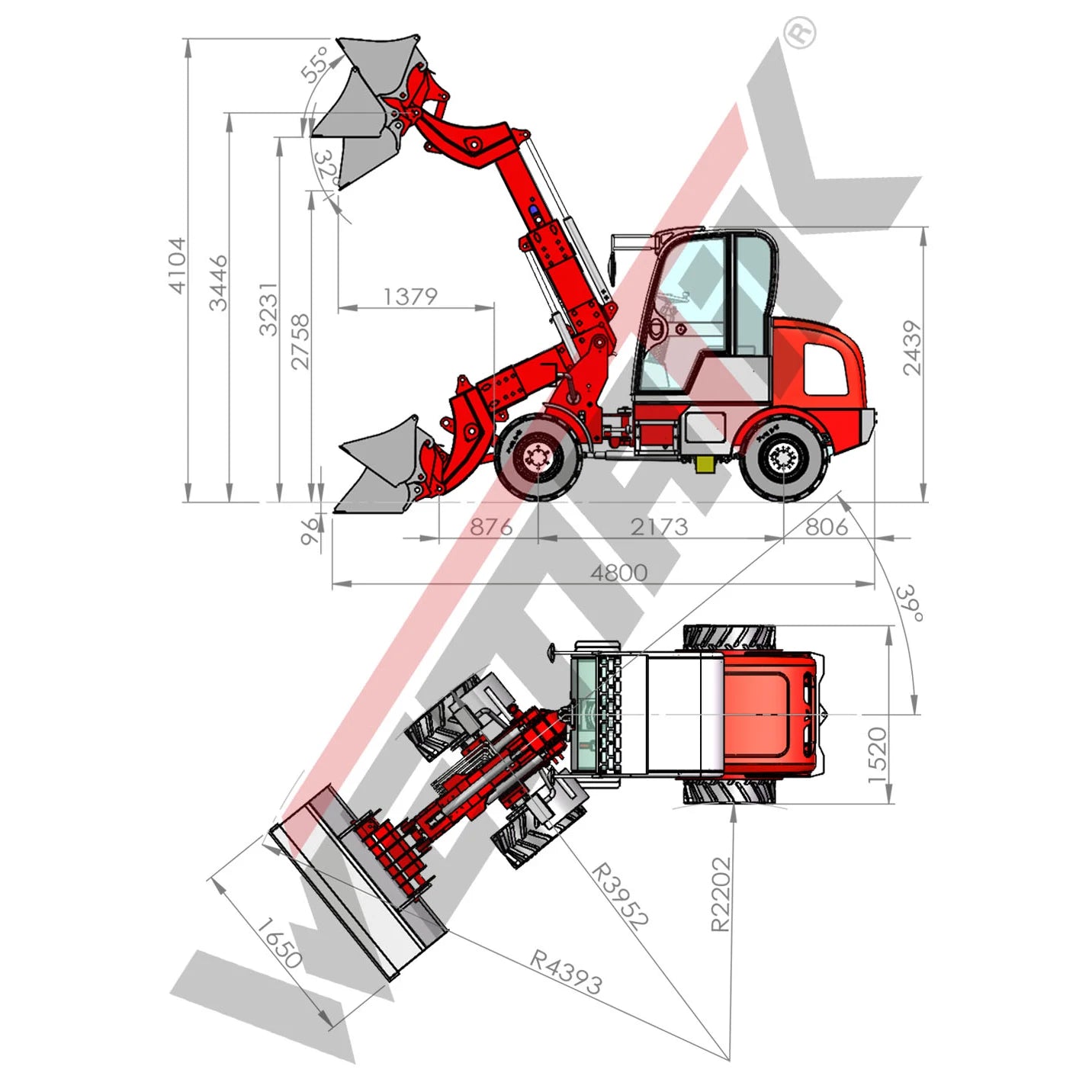 Teleskopradlader "811T Plus" Hoflader, 1000 kg Hubkraft, Euro-Aufnahme