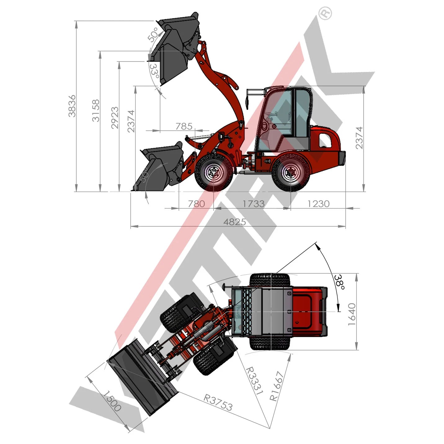 Radlader "815 Plus", Hoflader mit Vollkabine und 1500 kg Hubkraft