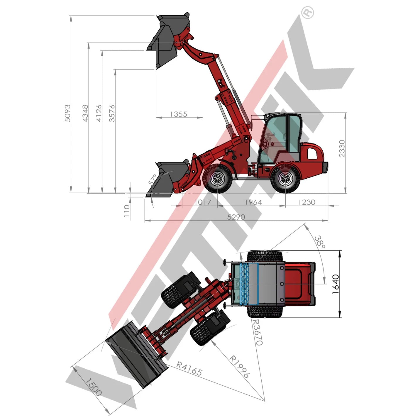 Teleskopradlader "815T Plus" Hoflader, 50 PS Yanmar Motor, 1500 kg Hubkraft