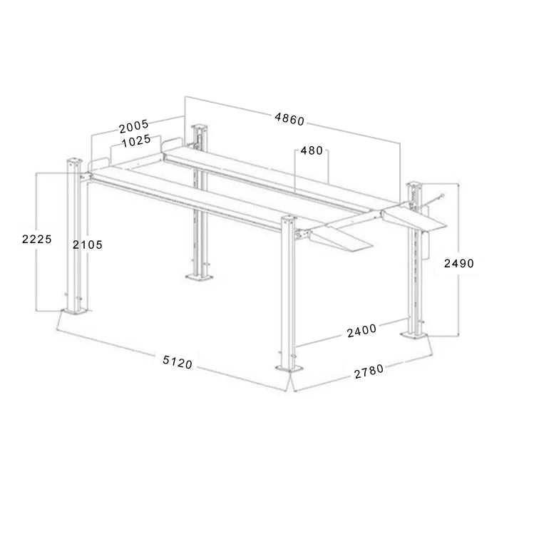 4-Säulen-Hebebühne "Memphis" 4t, 230V, Parkhebebühne