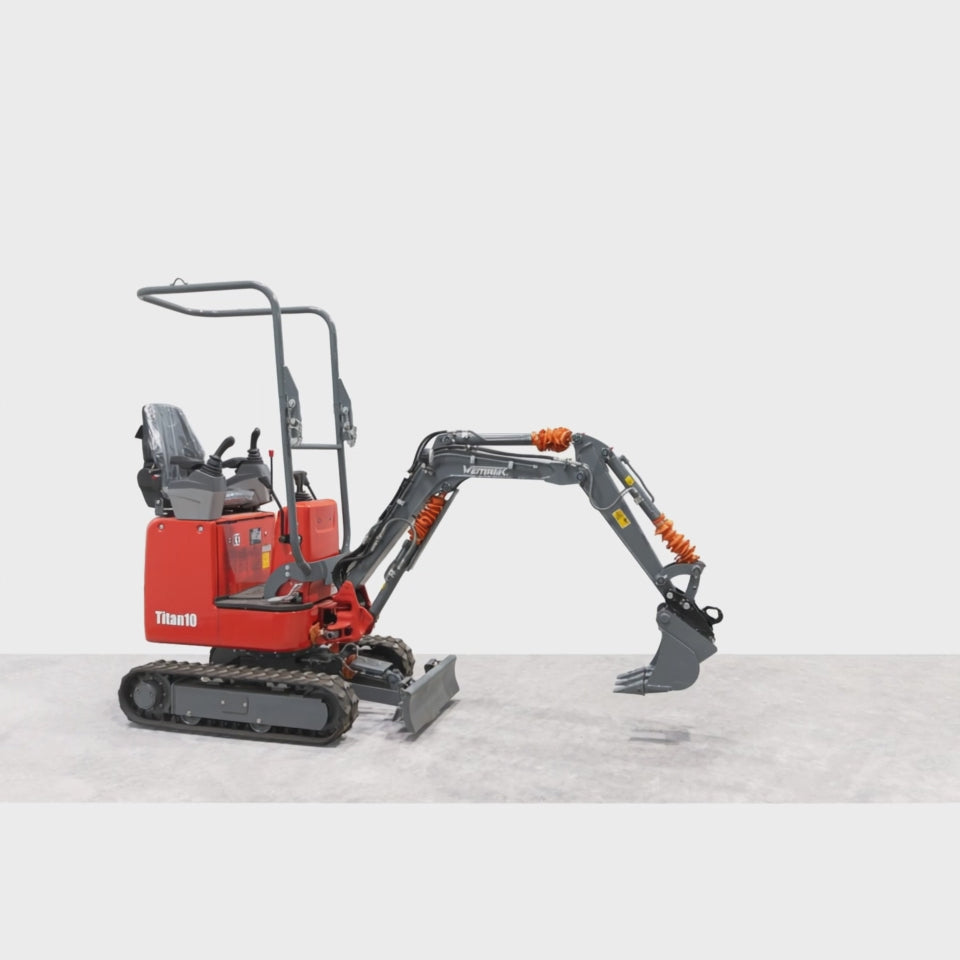 Video laden: Minibagger "Titan 10", 1010 kg Gesamtgewicht, 7,2 kW, Teleskop-Fahrwerk